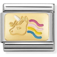 Nomination Composable Classic Dekoratif Link - Plakalar - Tek Boynuzlu At - (28 Unicorn) 18K Altın