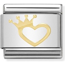 Nomination Composable Classic Dekoratif Link - Aşk - Taç ile Kalp - (17 Heart With Crown) 18K Altın