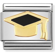 Nomination Composable Classic Dekoratif Link - Okula Dönüş - Siyah Mezun Şapkası -  18K Altın