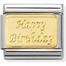 Nomination Composable Classic Dekoratif Link - Gravür - Doğum Günü Kutlama -  18K Altın