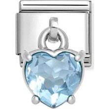 Nomination Composable Classic Dekoratif Charm - Charm Kübik Zirkon - Mavi Kalp -  925 Gümüş
