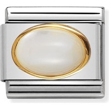 Nomination Composable Classic Dekoratif Link - Taşlar Oval - Beyaz Inci -  18K Altın
