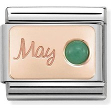 Nomination Composable Classic Dekoratif Link - Ay Taşları - Mayıs Zümrüt -  9k Rose Altın