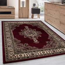 Carpettex Klasik Desenli Halı Iran Tarzı Madalyon Süsleme Bordo Siyah Krem Renkler