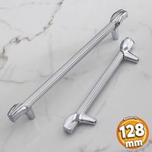 Badem10 Duru 128 mm Metal Kulp Mobilya Mutfak Dolabı Kulpları Çekmece Dolap Kapak Kulbu Kulpu Krom Renk