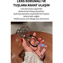 DEİLMİ IPhone 13 Ultra Ince Şeffaf Çerçevesiz Lens Korumalı Magsafe Şarj Destekli Umper Sert Kılıf;