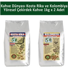 Kahve Dünyası Kosta Rika ve Kolombiya  Yöresel Çekirdek Kahve 1 kg x 2 Adet