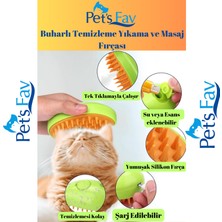 Pet's Fav Buharlı Kedi ve Köpek Temizleme Yıkama Masaj Tarağı Fırçası ve Tüy Dökülmesi Karşıtı  Kuru Şampuanı