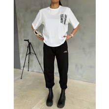Cof Butik Baskılı Tişört Jogger Eşofman Takım Siyah