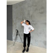 Cof Butik Baskılı Tişört Jogger Eşofman Takım Siyah