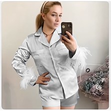 Erotixen 2 Parça Kadın Saten Pijama Takımı Fantezi Kostüm Fantezi Giyim Gecelik