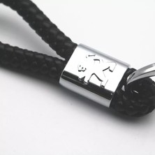 Rosetr Peugeot Örgülü Deri Anahtarlık - Siyah Örgü Deri Anahtarlık Halat Peugeot ile Uyumlu