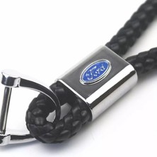 Rosetr Siyah Örgülü Deri Anahtarlık Ford - Siyah Örme Deri Anahtarlık Aksesuar ile Uyumlu