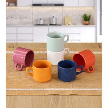Keramika 6 Adet 8cm Renkli Stackable Çay / Kahve Fincanı