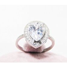 Lilah Gümüş Tr Lilahgümüştr Gümüş Damla Beyaz Taşlı Kadın Yüzük