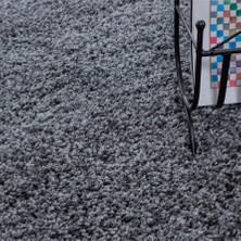 Carpettex Yüksek Tüylü 30 mm Hav Yüksekliğinde Düz Gri Renkli Shaggy Halı