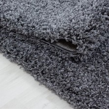 Carpettex Yüksek Tüylü 30 mm Hav Yüksekliğinde Düz Gri Renkli Shaggy Halı