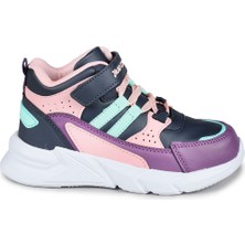 Jump 27823 Cırtlı Somon Pembe - Lacivert Kız Çocuk Günlük Bot Spor Ayakkabı