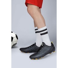 28524 Siyah Çim Halı Saha Krampon Futbol Ayakkabısı