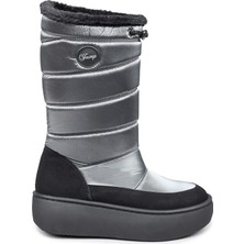 Jump Kadın Gümüş Rengi Suya Dayanıklı Kaydırmaz Taban Kar Botu 39 Numaralı Outdoor Kullanım İçin