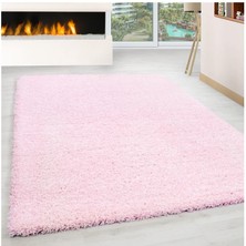 Carpettex Yüksek Tüylü 30 mm Hav Yüksekliğinde Düz Pembe Renkli Shaggy Halı