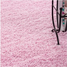 Carpettex Yüksek Tüylü 30 mm Hav Yüksekliğinde Düz Pembe Renkli Shaggy Halı