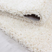Carpettex Yüksek Tüylü 30 mm Hav Yüksekliğinde Düz Krem Renkli Shaggy Halı