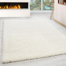Carpettex Yüksek Tüylü 30 mm Hav Yüksekliğinde Düz Krem Renkli Shaggy Halı