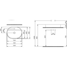 Bocchi Sottile Slim Line 1600-001-0126 Oval Tezgah Üstü Batarya Banklı Lavabo 60*45 cm
