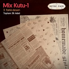 Retro Pack 1 Kutuda 36 Adet Desenli Yağlı Sunum Kağıdı 3 Farklı Desen Mix Kutu-1