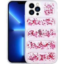 Ezotech  iPhone 13 Pro - Uyumlu Kamera Korumalı Simli Airbag'li Dalga Kapak-Pembe Koyu