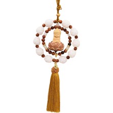 Aututer Ahşap Buda Heykeli Kolye Çok Amaçlı Dekoratif Lotus Tabanı Feng Shui Sarı Püskül (Yurt Dışından)