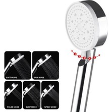 Akdoğan Yapı Ve Hırdavat Ayarlanabilir 5 Fonksiyonlu Yüksek Basınçlı Soft Yumuşak Modlu Duş Başlığı , Duş Hortumu 150 cm Set