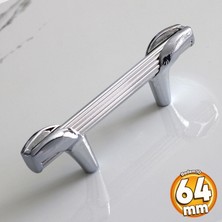 Badem10 Duru 64 mm Metal Kulp Mobilya Mutfak Dolabı Çekmece Kulpları Dolap Kapak Kulpu Kulbu Krom Renk