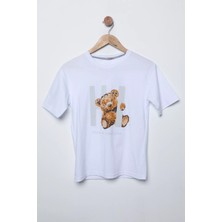 Beyaz Ayıcık Baskılı Erkek Çocuk Tişört P-00009730