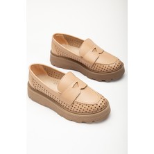 Tonny Black Kadın Nude Rahat Kalıp Yanı Şerit Detaylı Kalın Poli Taban Loafer