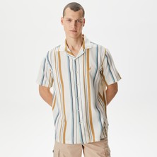 Nautıca Erkek Kırık Beyaz Classıc Fıt Kısa Kollu Çizgili Gömlek W45416T.1MA