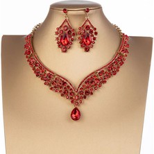 Mingjin Shop2 Taçlar Tarzı No.11 Boyutu Barok Kristal Su Damlası Gelin Takı Setleri Rhinestone Tiaras Taç Kolye Küpe Gelin Düğün Için Dubai Takı Seti (Yurt Dışından)