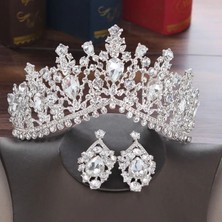Mingjin Shop2 Taçlar Tarzı No.11 Boyutu Barok Kristal Su Damlası Gelin Takı Setleri Rhinestone Tiaras Taç Kolye Küpe Gelin Düğün Için Dubai Takı Seti (Yurt Dışından)