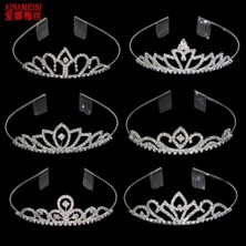 Mingjin Shop2 No.3 Boyutu Aınameısı Yeni Prenses Çocuk Kristal Tiaras Tarak Saç Takı Taklidi Kafa Bandı Gelin Taç Düğün Parti Aksesuarları (Yurt Dışından)