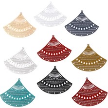 Mingjin Shop2 No.3 Boyutu Fan Şeklinde Içi Boş Telkari Damgalama Kolye Renkli Telkari Boyalı Takılar Dıy Takı Bulma Aksesuarları Için 5X4CM (Yurt Dışından)