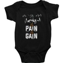 Darkhane No Pain No Gain Siyah Unisex Bebek Body - Zıbın