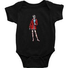 Darkhane Tarz Kız Kırmızı Ceket Siyah Unisex Bebek Body - Zıbın
