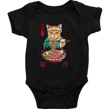 Darkhane Uzakdoğulu Kedi Siyah Unisex Bebek Body - Zıbın