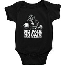 Darkhane No Pain No Gain Siyah Unisex Bebek Body - Zıbın