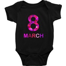 Darkhane 8 Mart Dünya Kadınlar Günü Siyah Unisex Bebek Body - Zıbın