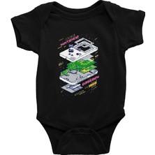 Darkhane Retro Gameboy Siyah Unisex Bebek Body - Zıbın