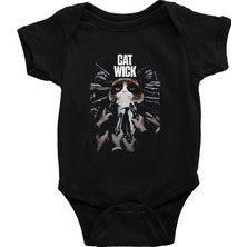 Darkhane Kedi Wick Siyah Unisex Bebek Body - Zıbın
