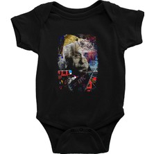 Darkhane Einstein Pop Art Siyah Unisex Bebek Body - Zıbın
