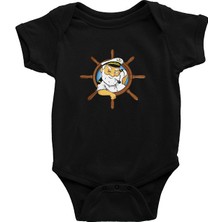 Darkhane Kaptan Siyah Unisex Bebek Body - Zıbın